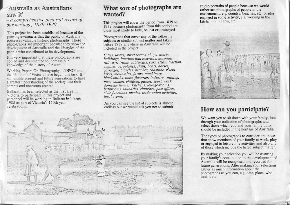 "The Biggest Family Album in Australia", Museum Victoria, Working Papers on Photography, 1985